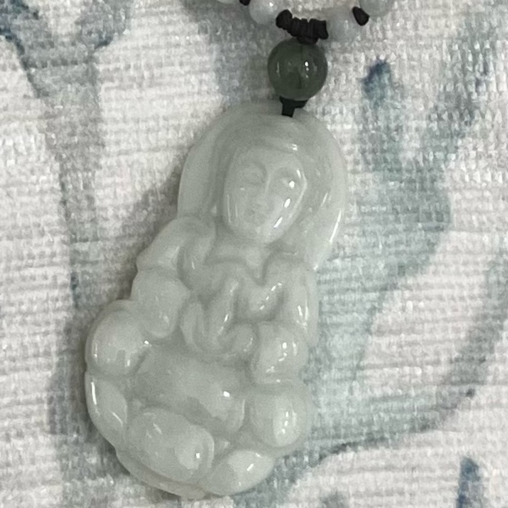 NWT SJ Pearl Real Jade Buddha Pendant Necklace